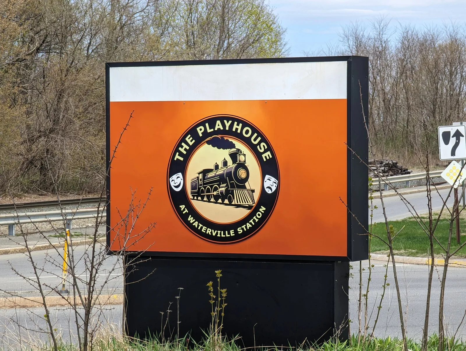 The marquee and entrance of The Playhouse At Waterville Station on Railroad Square in downtown Waterville, Maine